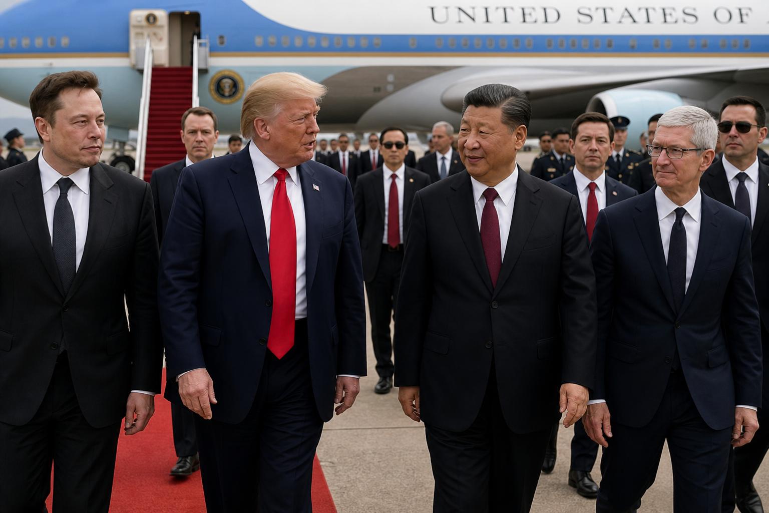 Трамп прибув до Китаю на зустріч із Сі Цзіньпіном. Разом із ним приїхали Маск, Кук та керівники інших технологічних компаній. Контекст: чому візит привернув стільки уваги Трамп прибув до Китаю на зустріч із Сі Цзіньпіном. Разом із ним приїхали Маск, Кук та керівники інших технологічних компаній. Контекст: чому візит привернув стільки уваги